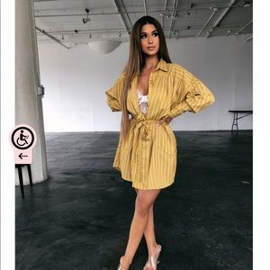 Yellow and white striped dress